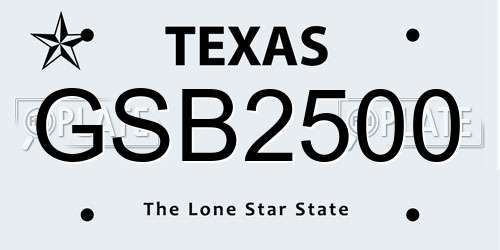 GSB2500 Texas License Plate