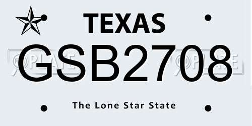 GSB2708 Texas License Plate