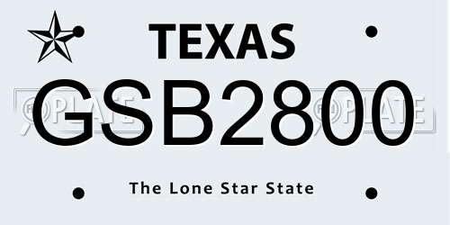 GSB2800 Texas License Plate
