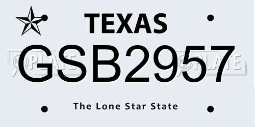 GSB2957 Texas License Plate