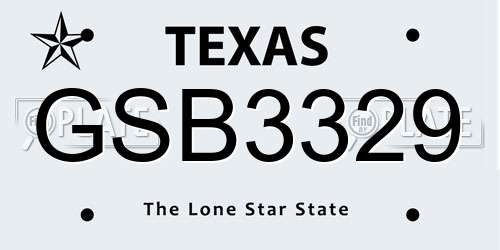 GSB3329 Texas License Plate