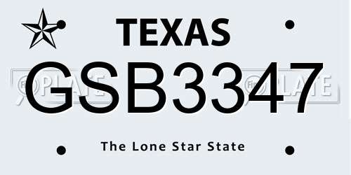 GSB3347 Texas License Plate