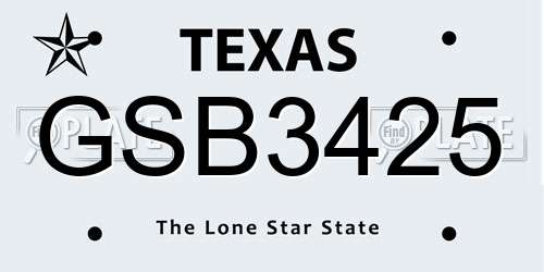 GSB3425 Texas License Plate
