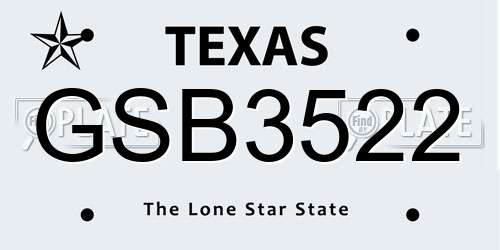 GSB3522 Texas License Plate
