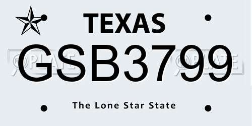GSB3799 Texas License Plate