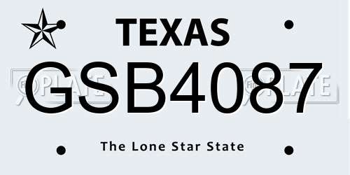 GSB4087 Texas License Plate