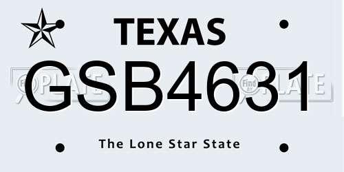 GSB4631 Texas License Plate
