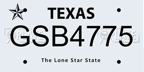 GSB4775 Texas License Plate