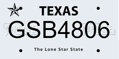 GSB4806 Texas License Plate