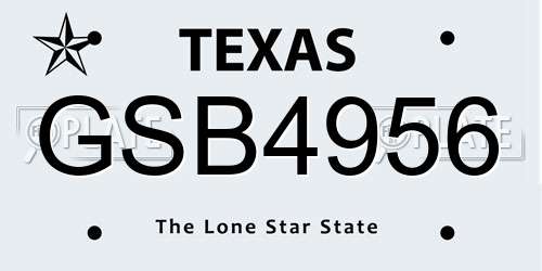 GSB4956 Texas License Plate