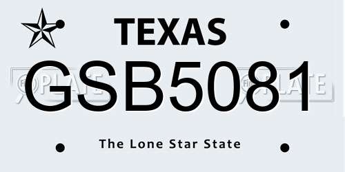 GSB5081 Texas License Plate