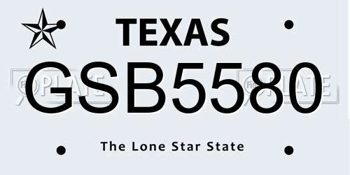GSB5580 Texas License Plate