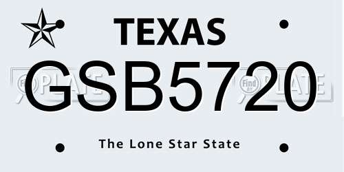 GSB5720 Texas License Plate