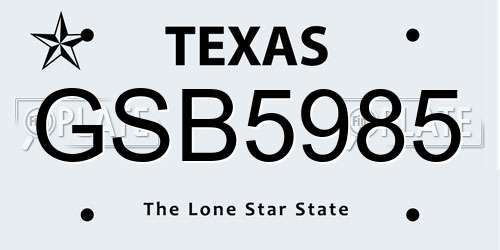 GSB5985 Texas License Plate