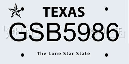 GSB5986 Texas License Plate