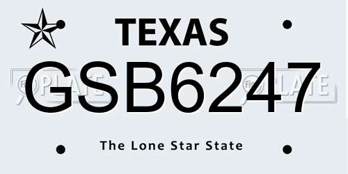 GSB6247 Texas License Plate