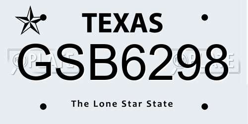 GSB6298 Texas License Plate