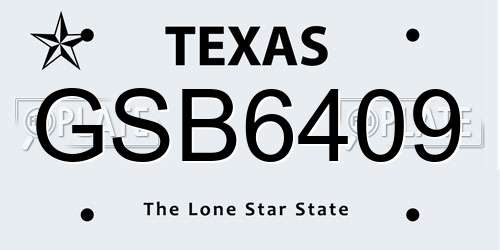 GSB6409 Texas License Plate