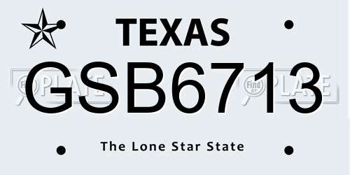 GSB6713 Texas License Plate