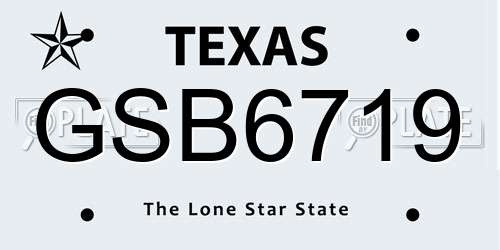 GSB6719 Texas License Plate