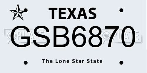 GSB6870 Texas License Plate