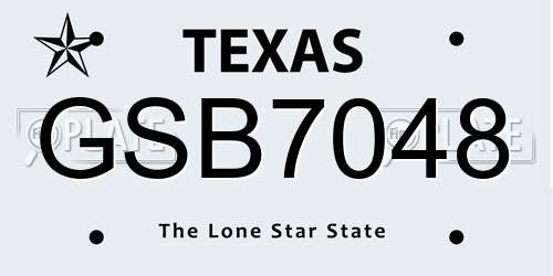 GSB7048 Texas License Plate