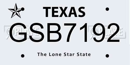 GSB7192 Texas License Plate