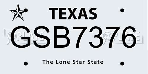 GSB7376 Texas License Plate