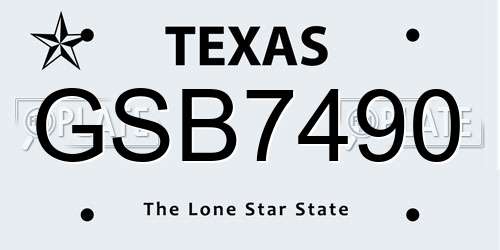 GSB7490 Texas License Plate
