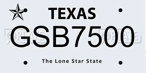 GSB7500 Texas License Plate