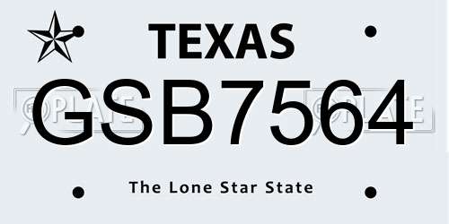 GSB7564 Texas License Plate