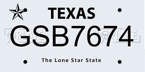 GSB7674 Texas License Plate
