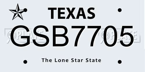 GSB7705 Texas License Plate