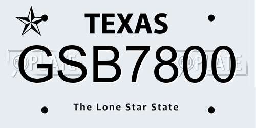 GSB7800 Texas License Plate