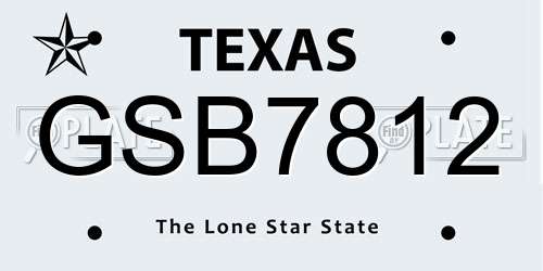 GSB7812 Texas License Plate