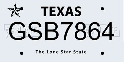 GSB7864 Texas License Plate