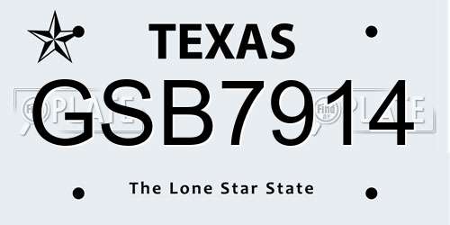GSB7914 Texas License Plate