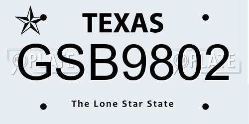 GSB9802 Texas License Plate