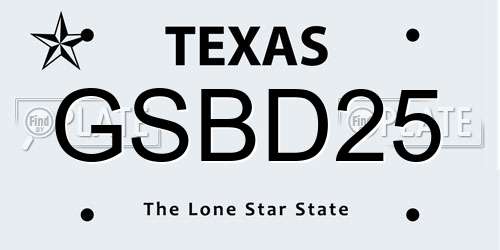 GSBD25 Texas License Plate