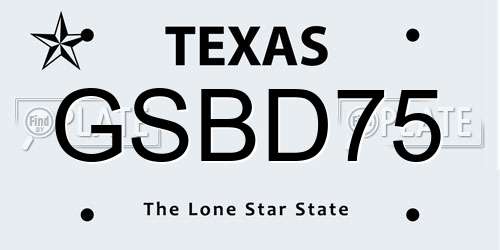 GSBD75 Texas License Plate
