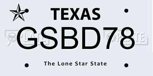 GSBD78 Texas License Plate