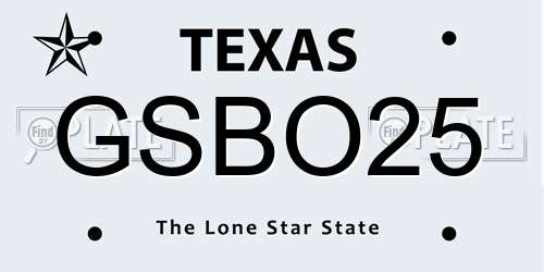 GSBO25 Texas License Plate