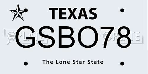 GSBO78 Texas License Plate
