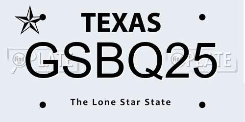 GSBQ25 Texas License Plate