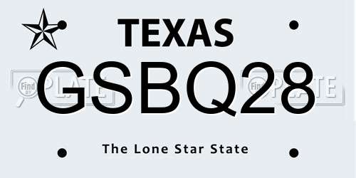 GSBQ28 Texas License Plate