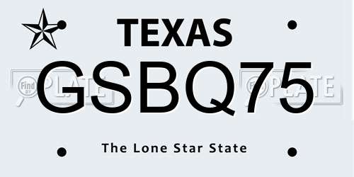 GSBQ75 Texas License Plate