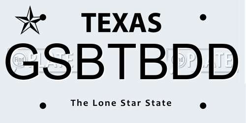 GSBTBDD Texas License Plate