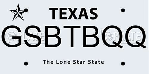 GSBTBQQ Texas License Plate