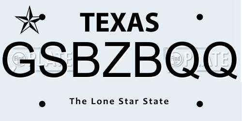 GSBZBQQ Texas License Plate