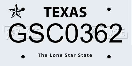 GSC0362 Texas License Plate